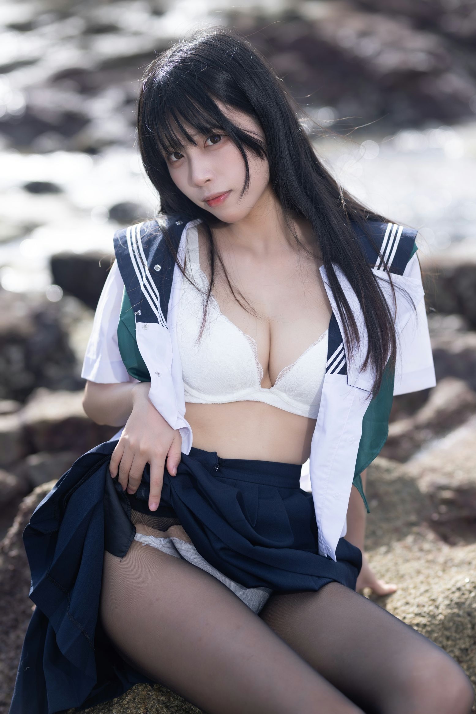 不呆猫三無人型---水手服百合黑丝-04-25