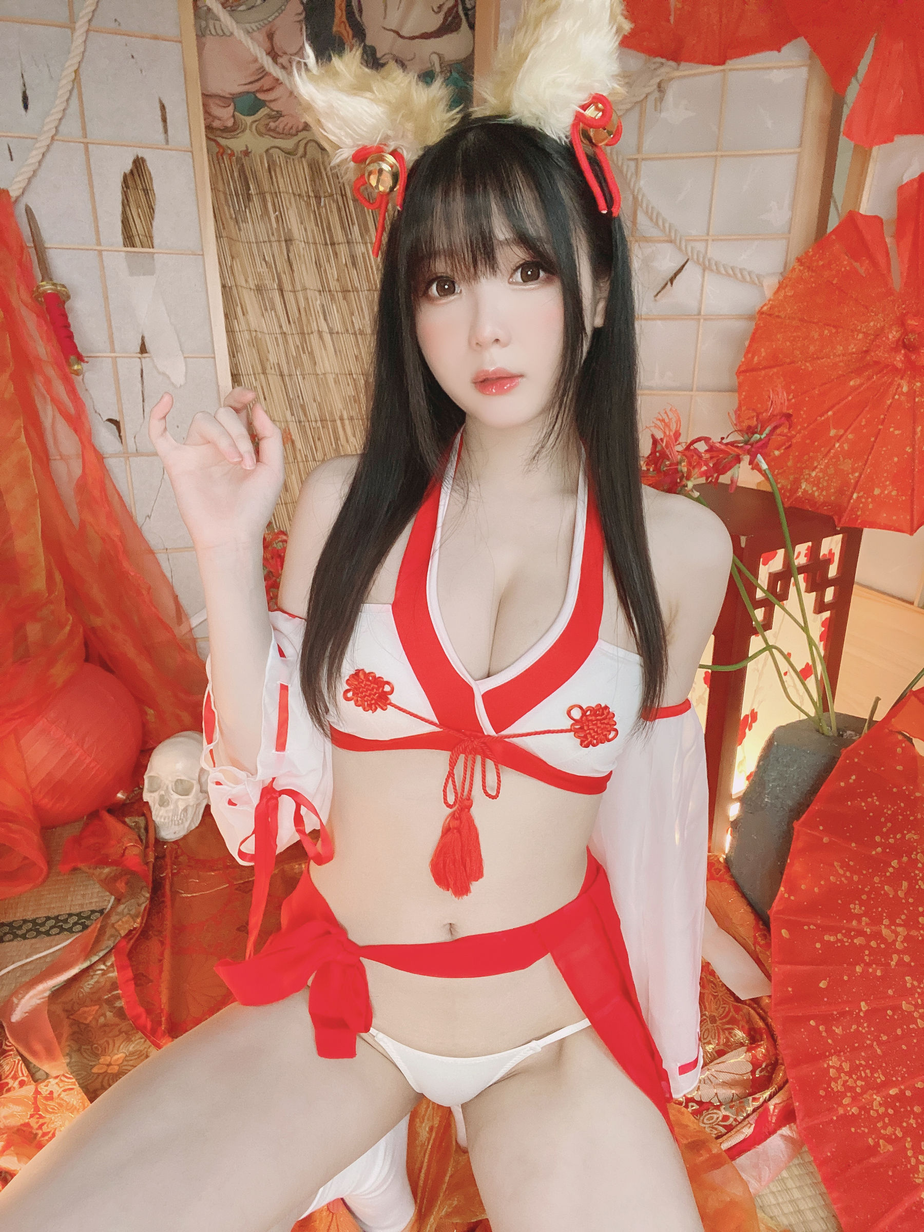 福利COS-微博妹纸霜月shimo---きつね巫女さん-04-01